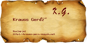 Krauss Gerő névjegykártya